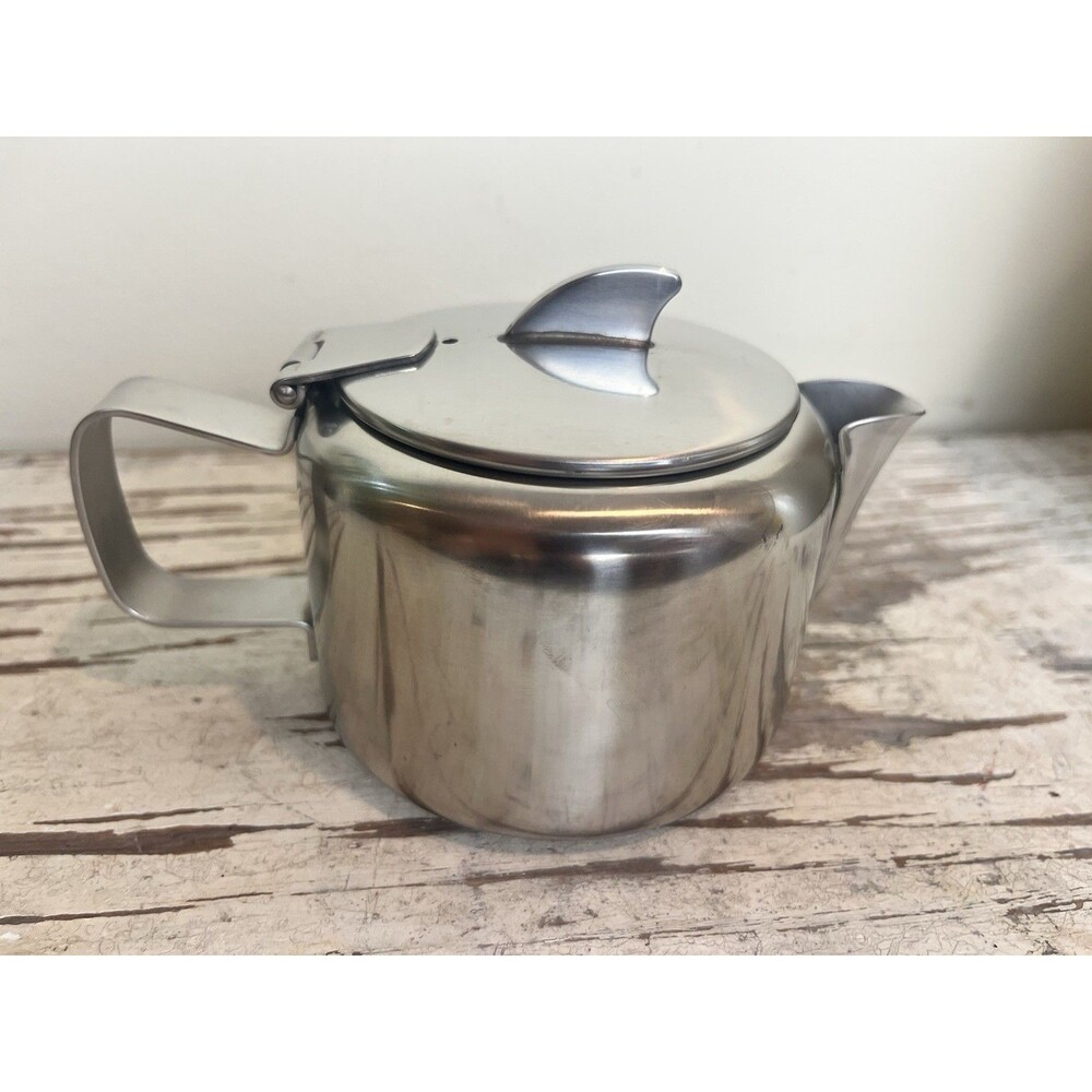 Rare Vintage MCM Old Hall Stainless Steal Teapot 3/4pt Modern Art Deco Retro - Picture 8 of 9